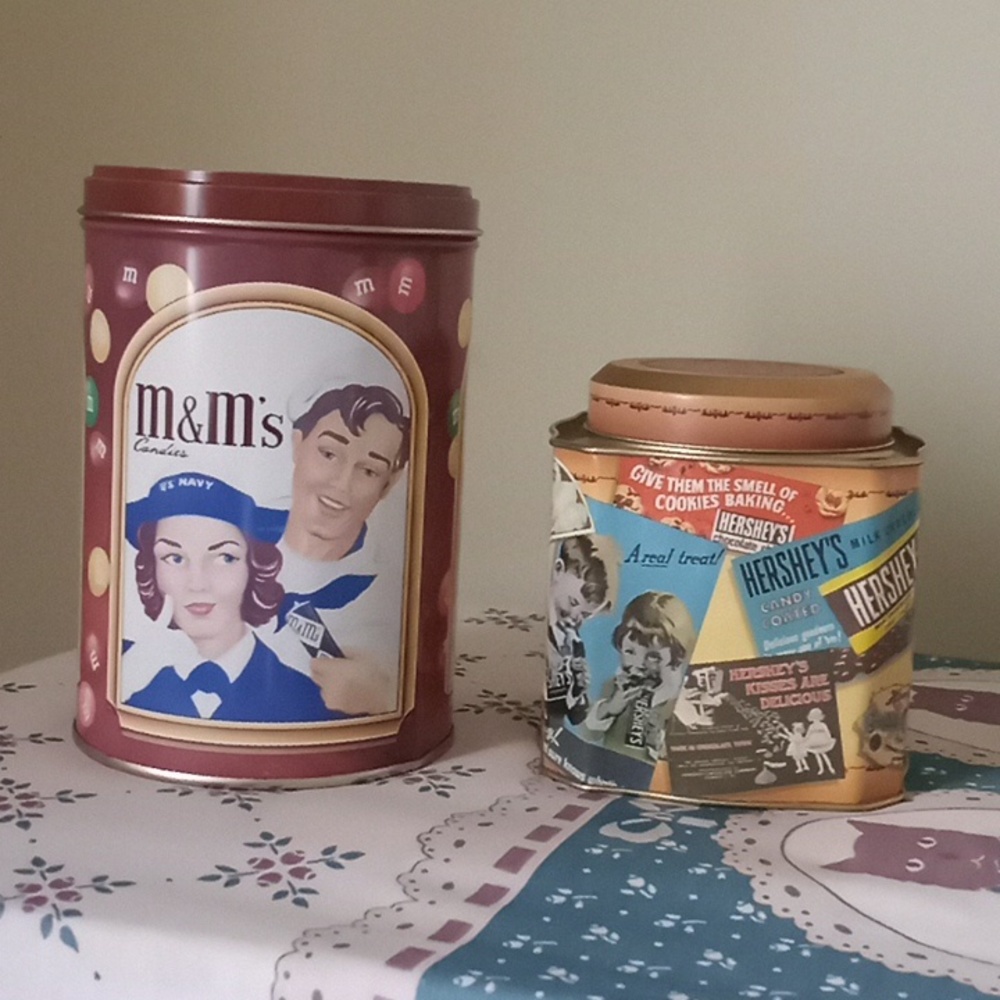 Bundle of Two Vintage Tin Canisters